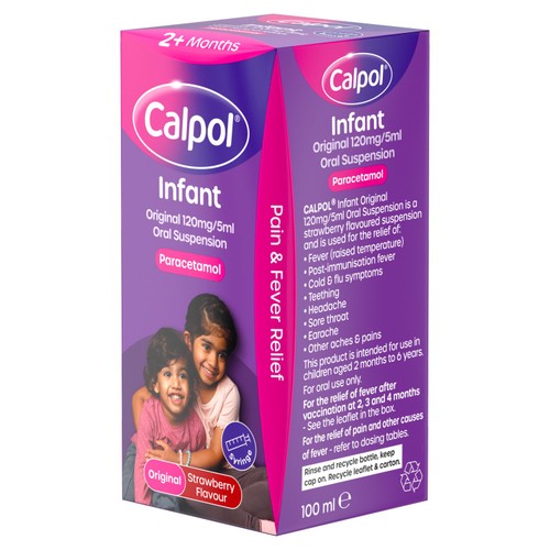 Calpol Infant Oral Suspension Strawberry 100ml - British product