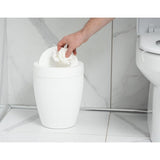 Addis Faux Hessian Plastic Round Swing Lid Bathroom Bin White