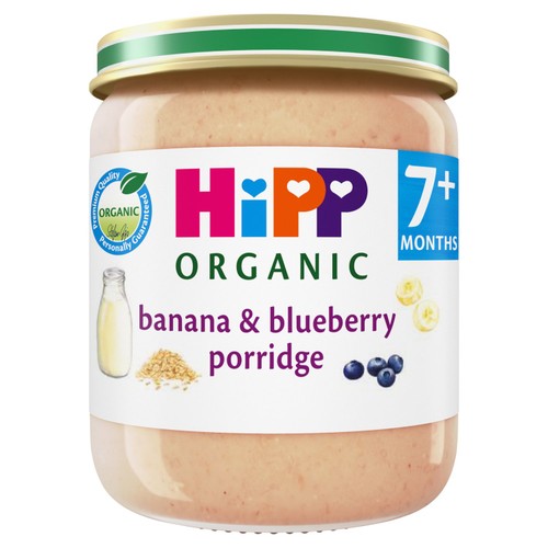 HiPP Organic Banana & Blueberry Porridge Baby Food 160g, UK version