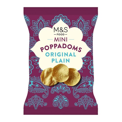 M&S Mini Poppadoms Black Gram Flour 65g, imported from the UK