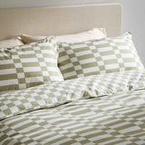 M&S Cotton Rich Geometric Bedding Set, Double Green Mix