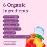 Little Freddie organic peaches and raspberries baby food pouch 100g, UK version