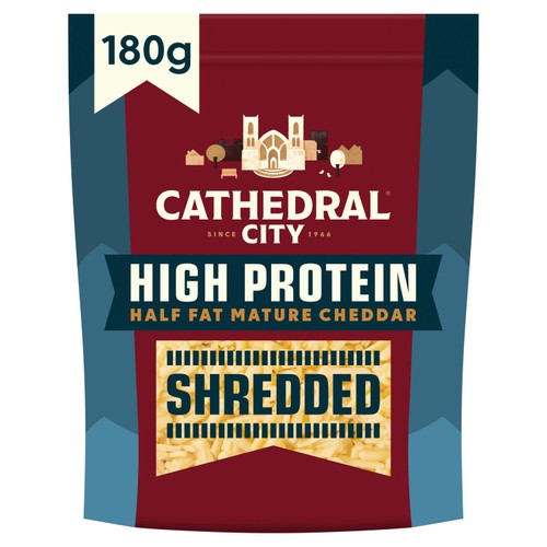 Cathedral City high protein half fat grated cheddar cheese 180g - British product