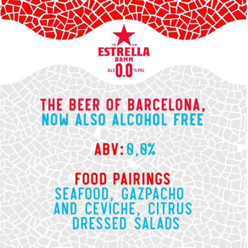Estrella Damm 0.0% Alcohol Free Beer 4 x 440ml cans - British product
