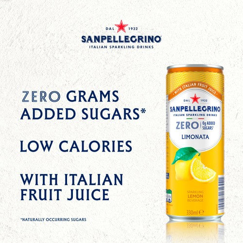 San Pellegrino Zero Lemon carbonated beverage 6 x 330ml (British brand)