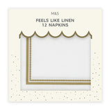 M&S White & Gold Feels Like Linen Napkins 12 pack, imported from the UK