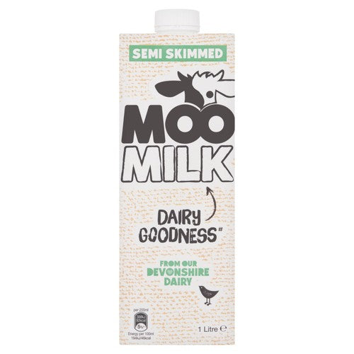 Moo semi skimmed long life milk 1L, imported from the UK