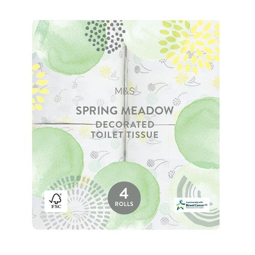 M&S Spring Meadows decorated toilet paper 4 rolls, imported from the UK