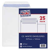 Pukka Pads C5 White Self Seal Envelopes 229mm x 162mm, imported from the UK