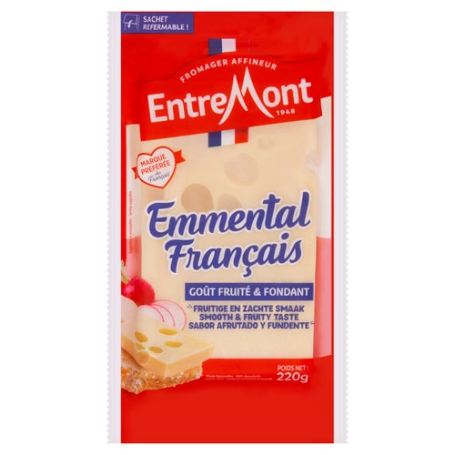 Entremont French Emmental cheese block 220g - British product