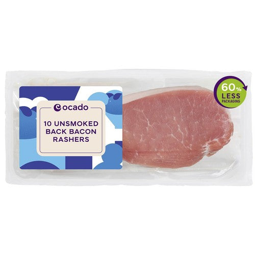 Ocado unsmoked back bacon rashers 300g, imported from the UK