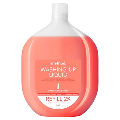 M&S Method Peach & Pink Pepper Eco-Friendly Washing Up Liquid Refill 1L- Buy online at McGrocer