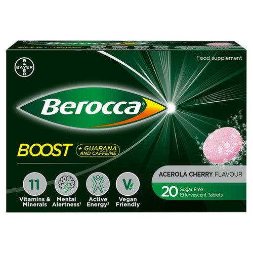 Berocca energy vitamin effervescent tablets with guarana and caffeine, 20 tablets - British product