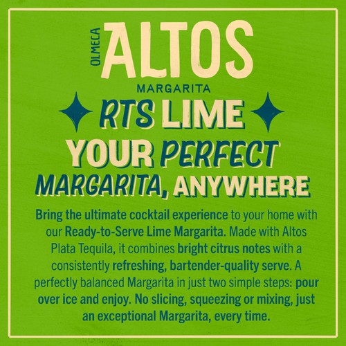 Olmeca Altos Tequila Ready to Serve Margarita premixed cocktail 75cl, imported from the UK
