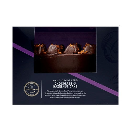 M&S chocolate hazelnut cake 990g, imported from the UK
