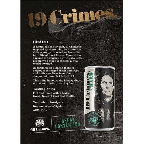 19 Crimes Chardonnay canned wine 18.7cl - British product