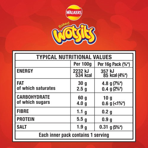 Wotsits Sweet & Spicy Flamin' Hot corn puff snacks 6x16g (British brand)