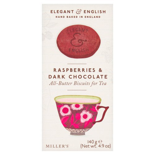 Millers Elegant  English Raspberries  Dark Chocolate Biscuits