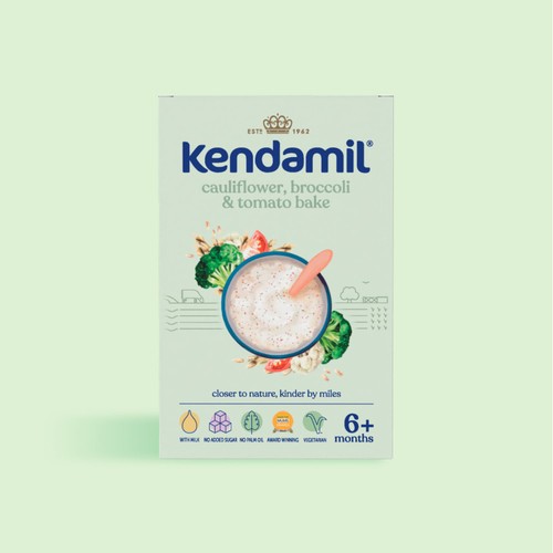 Kendamil cauliflower broccoli tomato baby cereal 150g, UK version