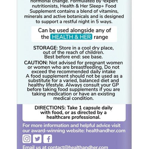 Health & Her Sleep Support Multinutrient Capsules, 30-Day Supply, UK version