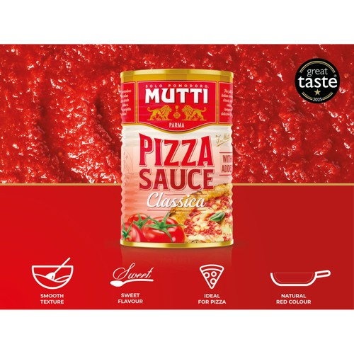 Mutti Classic Italian Pizza Sauce No Added Sugar 400g, imported from the UK