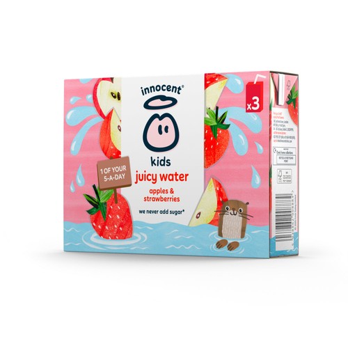Innocent Kids Juicy Water apples and strawberries 3 x 200ml, UK version