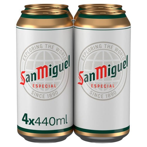 San Miguel Spanish Lager Beer 4 x 440ml cans (British brand)