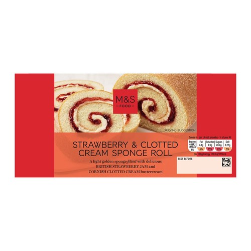 M&S strawberry sponge roll 245g, imported from the UK