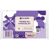 Ocado pain au chocolat pastry pack of 4, imported from the UK