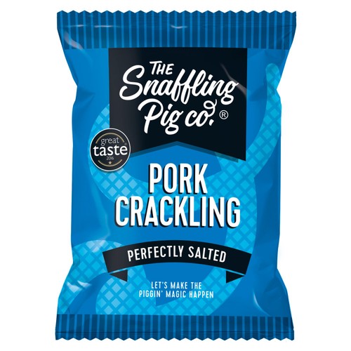Snaffling Pig perfectly salted pork crackling 40g packets (British brand)