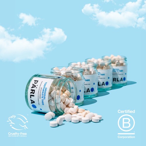 PÄRLA ORIGINAL naturally whitening toothpaste tablets 62 count, imported from the UK