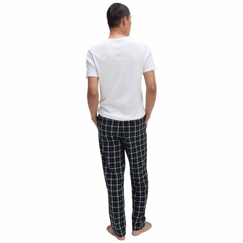 M&S Mens Pure Cotton Checked Loungewear Bottoms XL Navy