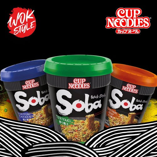 Nissin Soba Instant Noodles Wok Style Pot 90g, imported from the UK
