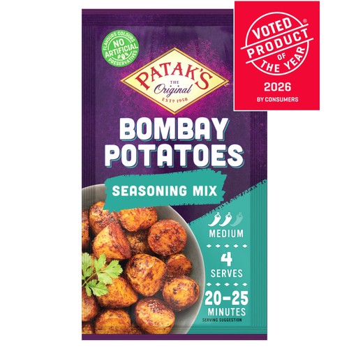 Pataks Bombay Potatoes spice mix sachet, UK version