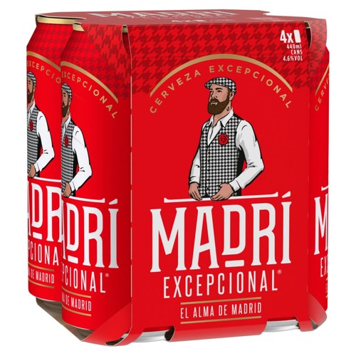 Madri Excepcional premium lager beer can (British brand)