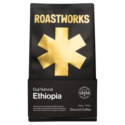 Roastworks Ethiopia Natural ground coffee 200g, imported from the UK