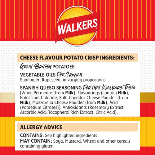 Walkers Spanish Queso cheese crisps 150g, imported from the UK