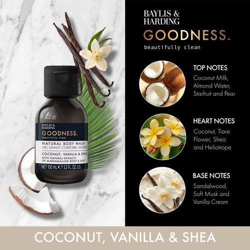 Baylis & Harding coconut vanilla body wash 100ml, imported from UK