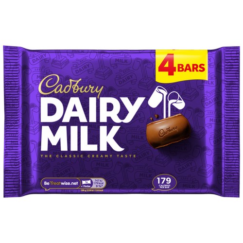Cadbury Dairy Milk chocolate multipack 4x33.5g, UK version