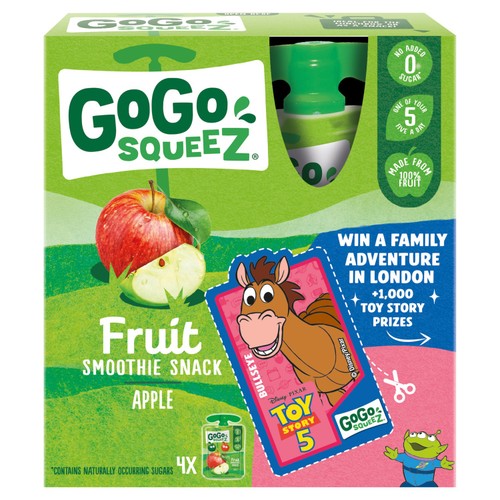 GoGo squeeZ apple fruit smoothie snack 4 x 90g, UK version