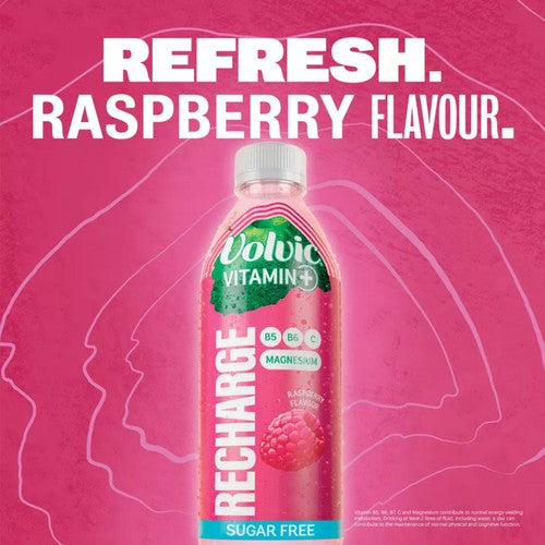 Volvic Recharge raspberry flavoured water, imported from the UK