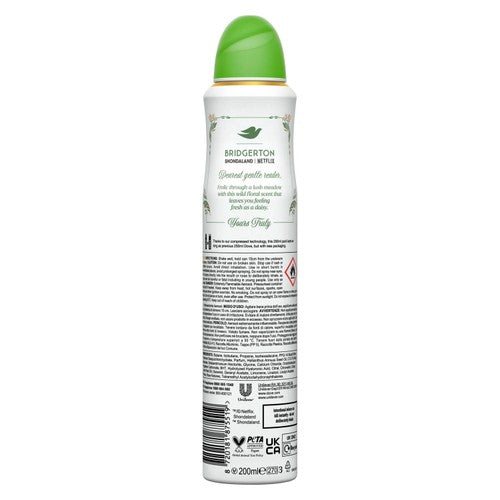 Dove Bridgerton Love & Meadows deodorant aerosol (British brand)