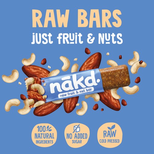 Nakd Cashew Cookie snack bars 4 x 35g, imported from the UK
