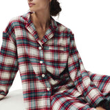 M&S Christmas Womens Checked Revere Pyjama, 16, Ivory