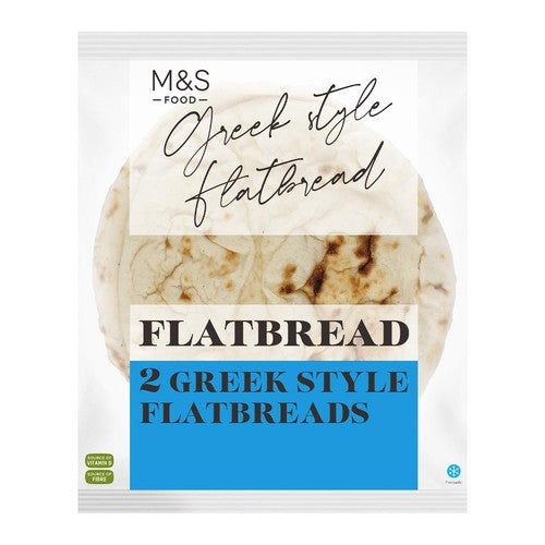 M&S Greek style flatbreads 2 x 90g, imported from the UK