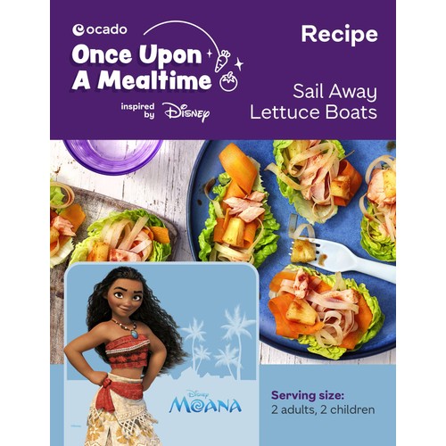 Ocado Disney Moana salmon stir fry recipe card - British product