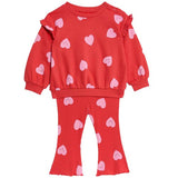 M&S Heart Print Outfit, 12-18 Months, Red Mix