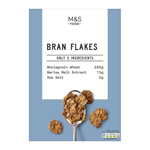 M&S Only 3 Ingredients Bran Flakes box, imported from the UK