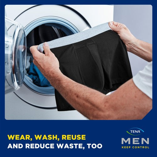 TENA Men Washable Incontinence Boxer Black Size Large (British brand)