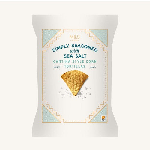 M&S Cantina lightly salted tortilla chips 150g, imported from the UK